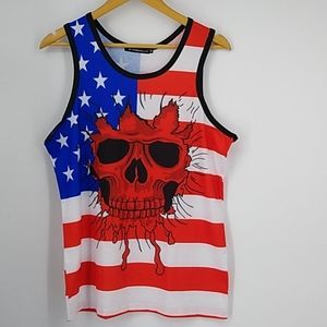 Men's Patriotic Skull Tank Top Shirt